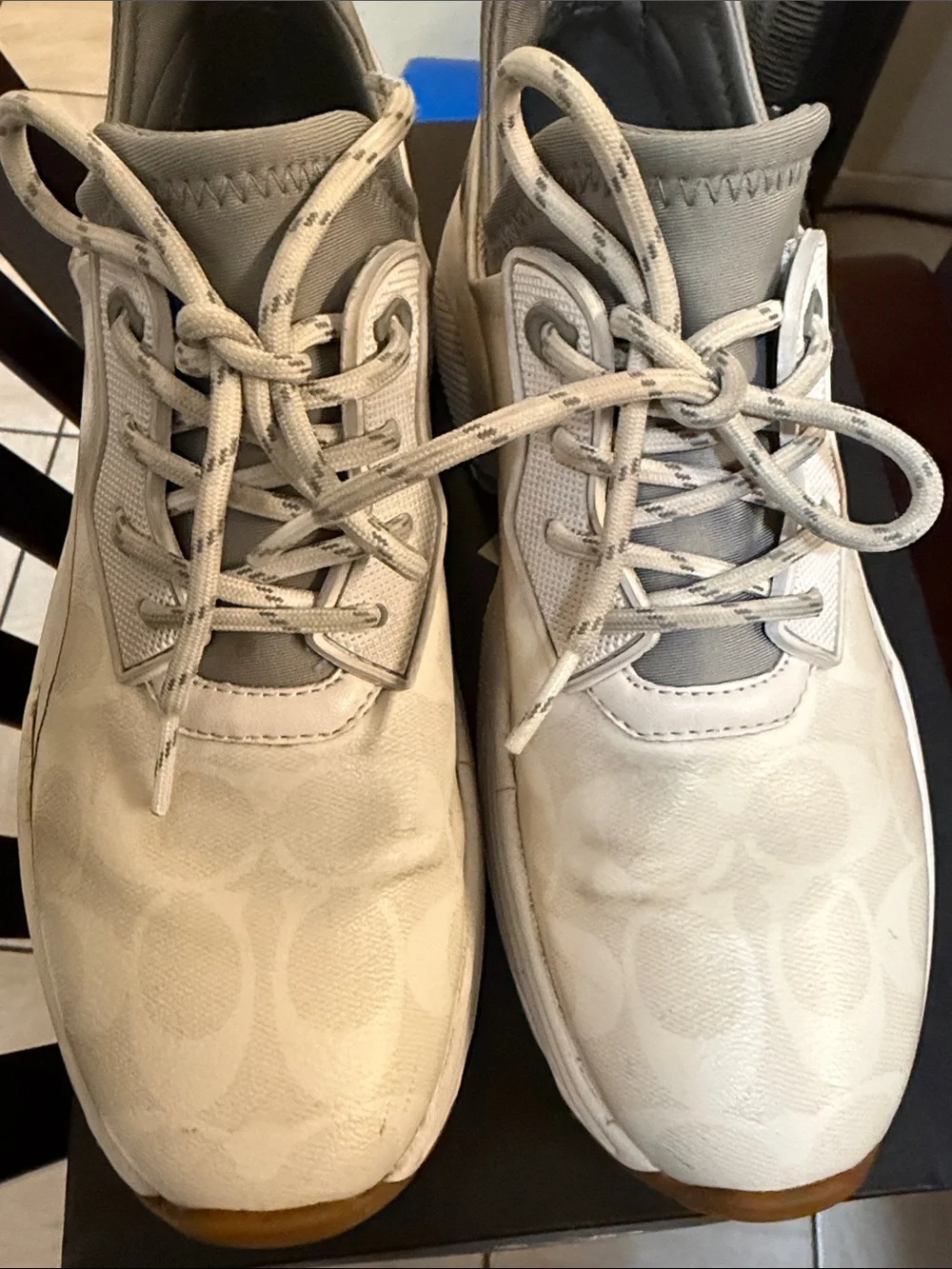 Coach women’s Off-White Signature Logo Athletic Sneakers with Gum Toe